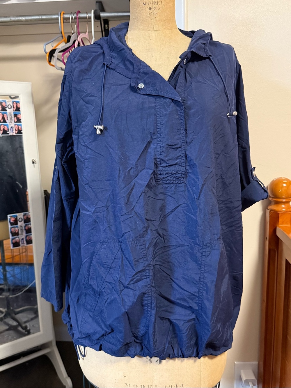 Hanes Navy Hooded Pull-On Utility Jacket